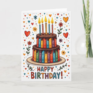 Whimsical Book Cake Birthday Card