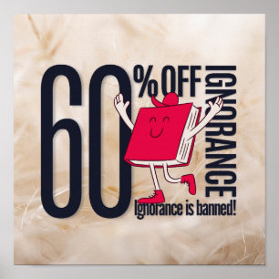 Whimsical Book Character Ignorance Banned Educatio Poster