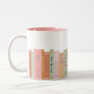 Whimsical Book Girly Bookshelf Two-Tone Coffee Mug