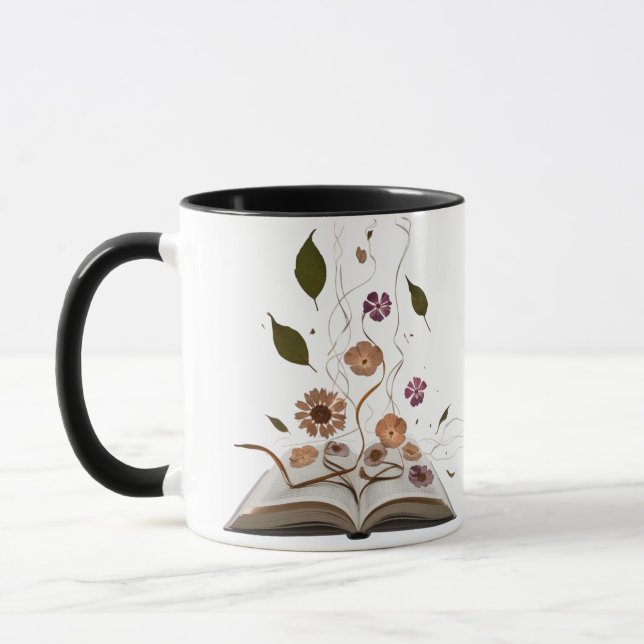 Whimsical Bookish Combo Mug – Aesthetic Kitten (Left)