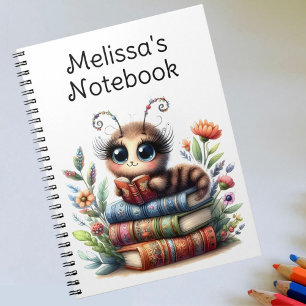 Whimsical Bookworm Spiral Notebook