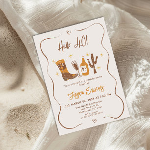 Whimsical Boots Champagne Hello 40 Birthday  Invitation