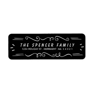 Whimsical Border Black & White Address Label
