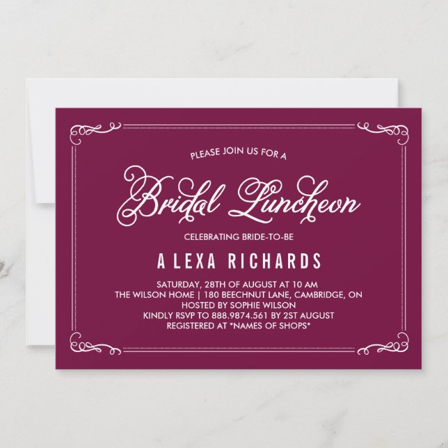 Whimsical Borders Bridal Luncheon Invitation (Front)