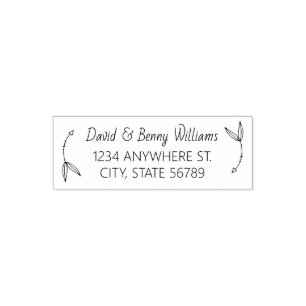 Whimsical Botanical Arrow Couple Return Address Self-inking Stamp