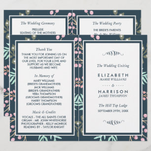 Whimsical Botanical Berry Wedding Bi-fold Program