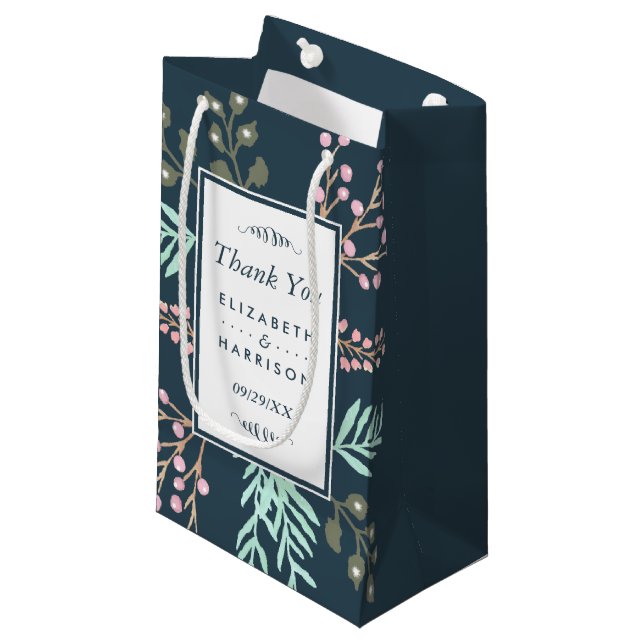 Whimsical Botanical Berry Wedding Favor Small Gift Bag (Front Angled)