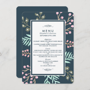 Whimsical Botanical Berry Wedding Menu