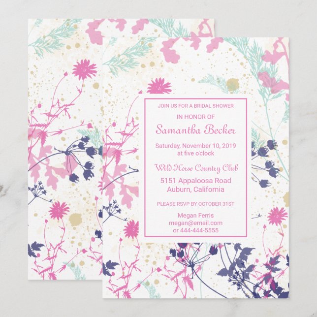 Whimsical Botanical Bridal Shower Invitation (Front/Back)
