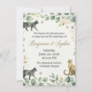Whimsical Botanical Cats Design Invitation