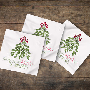 Whimsical Botanical Christmas Elegant Nature Name Napkin