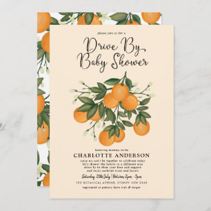 Whimsical Botanical Citrus Drive By Baby Shower Invitation