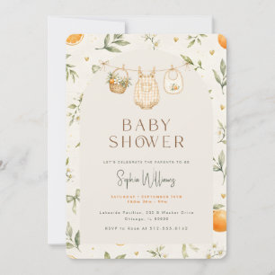 Whimsical Botanical Citrus Orange Baby Shower Invitation