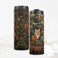 Whimsical Botanical Fox in the Forest Art Nouveau