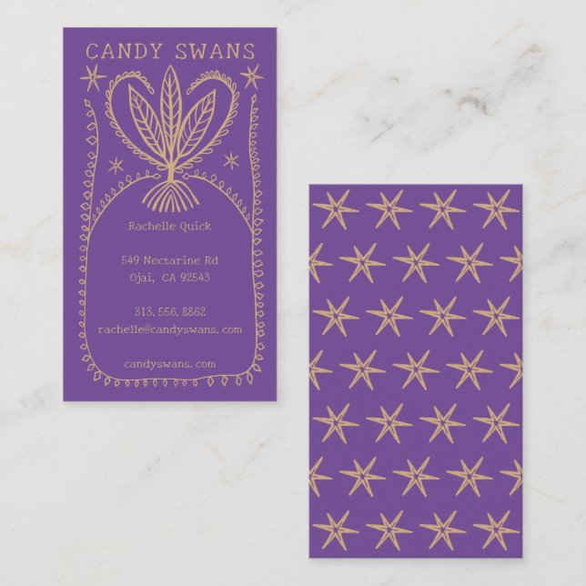 Whimsical Botanical Frame Unique Boho Custom Business Card (Front/Back)