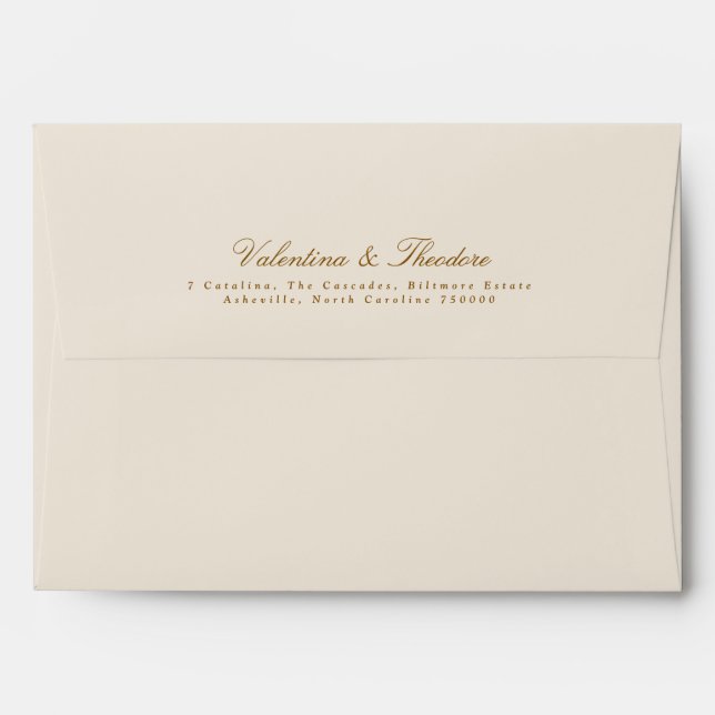 whimsical botanical pre return address wedding envelope (Back (Top Flap))