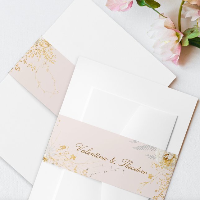 whimsical botanical romantic boho Wedding Invitation Belly Band (Creator Uploaded)