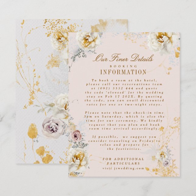 whimsical botanical wreath wedding boho details enclosure card (Front/Back)