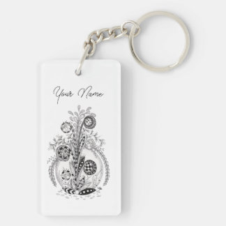 Whimsical Botanicals design - Key Ring