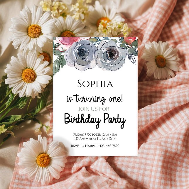 Whimsical Bouquet - 1st Birthday Invitation (Creator Uploaded)