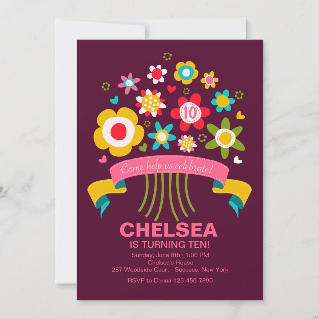 Whimsical Bouquet Invitation (Front)