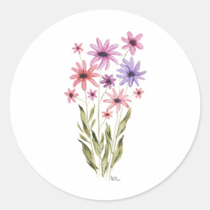 Whimsical Bouquet of Flowers Photo Print Classic Round Sticker