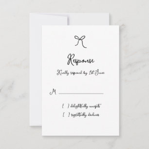 Whimsical Bow Black & White Wedding RSVP Card