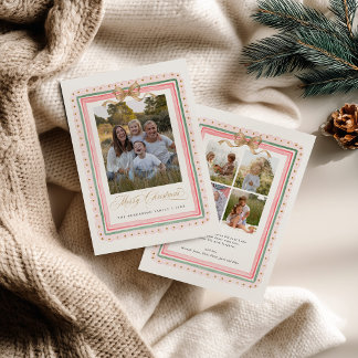 Whimsical Bow Christmas Card with Photo
