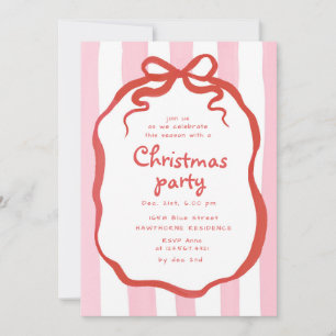 Whimsical Bow Christmas Cocktail Party Invitation