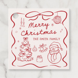 Whimsical Bow Christmas Party Favor Tags