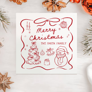 Whimsical Bow Christmas Party Napkin