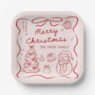 Whimsical Bow Christmas Party Paper Plates