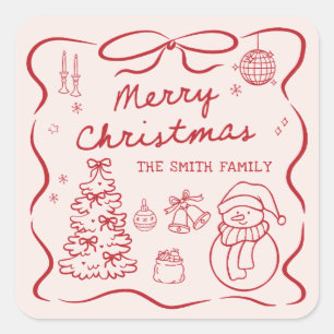 Whimsical Bow Christmas Party Sticker