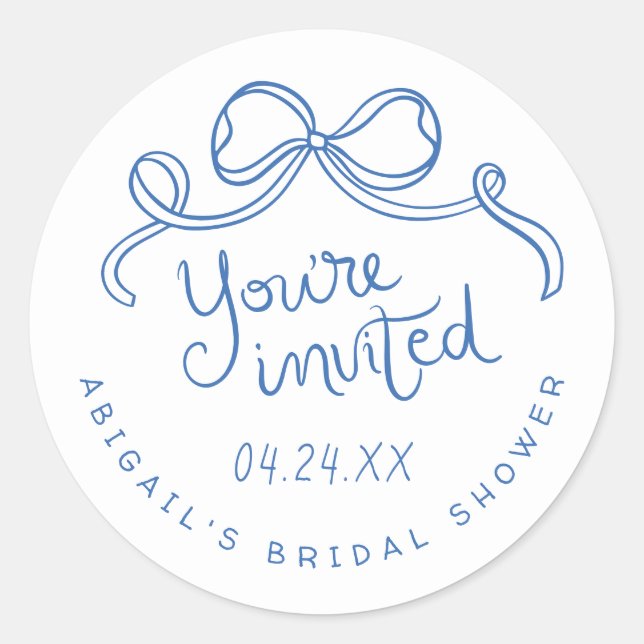 Whimsical Bow Custom Bridal Shower Envelope Seals (Front)