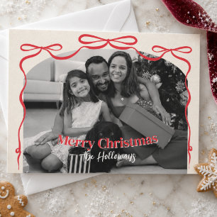Whimsical Bow Family Photo Christmas Holiday Card