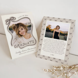 Whimsical Bow Frame Future Plans Graduation Invitation