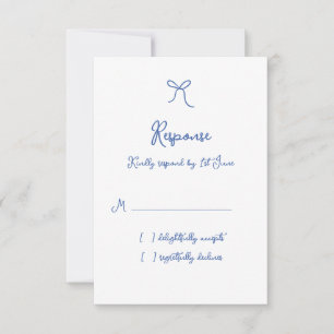 Whimsical Bow French Blue Wedding RSVP Card