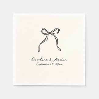 Whimsical bow, hand drawn  wedding napkin