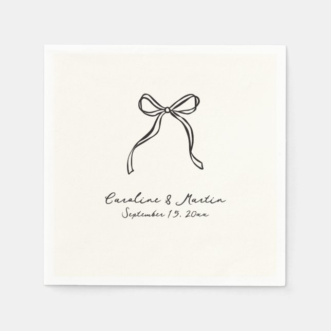 Whimsical bow, hand drawn  wedding napkin (Front)