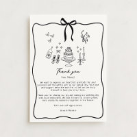 Whimsical Bow, hand drawn wedding thank you card