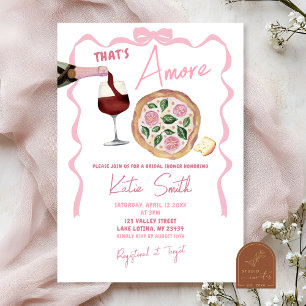 Whimsical Bow Italian Wine and Pizza That's Amore  Invitation