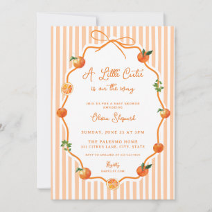 Whimsical Bow Orange Little Cutie Baby Shower Invitation