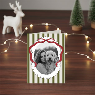 Whimsical Bow Pet Christmas Photo Folded Card