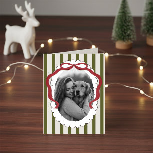 Whimsical Bow Pet Christmas Photo Folded Card