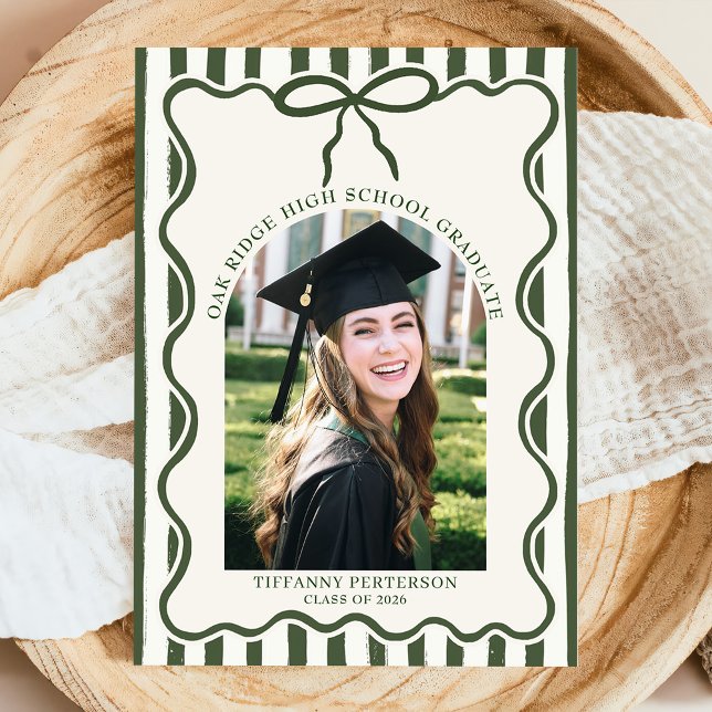 Whimsical Bow Photo Graduation Party Invitation (Creator Uploaded)