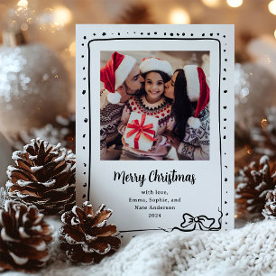 Whimsical Bow   Photo Merry Christmas Holiday Card