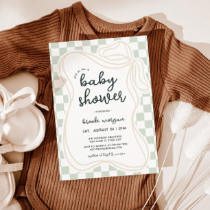 Whimsical Bow Preppy Gender Neutral Baby Shower Invitation