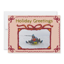 Whimsical Bow Present Holiday Photo Greeting Card