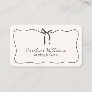 Whimsical bow, QR code Event Planning Business Card