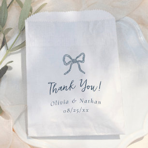 Whimsical Bow Retro Blue Simple Wedding Thank You Favour Bags